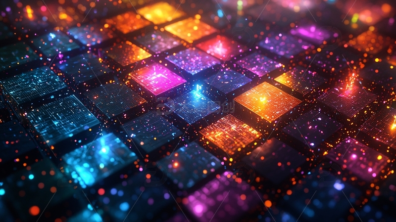 高清大图下载【趣麦麦图】彩色方块闪耀光芒