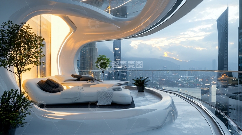 高清大图下载【趣麦麦图】未来都市阳台
