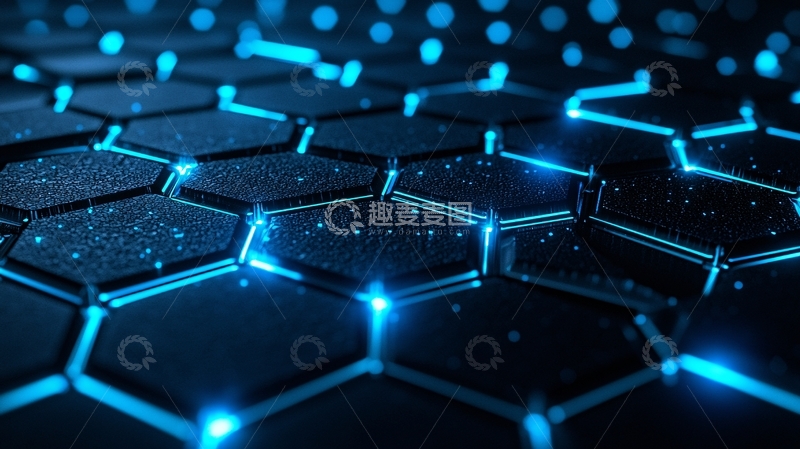高清大图下载【趣麦麦图】六边形发光科技纹理背景