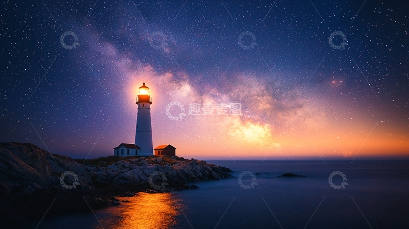 高清大图下载【趣麦麦图】灯塔夜景