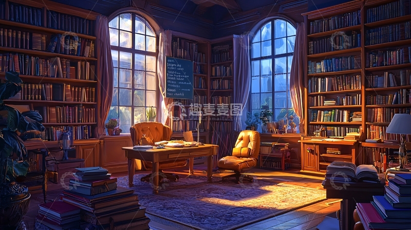 高清大图下载【趣麦麦图】温暖书房