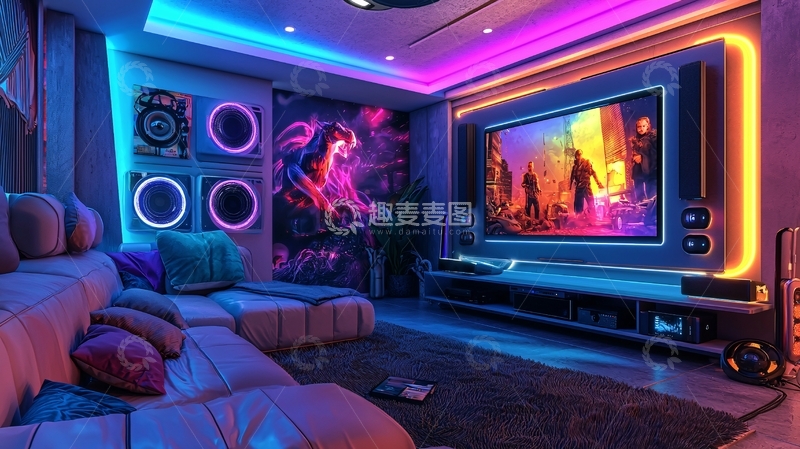 高清大图下载【趣麦麦图】炫彩灯光家庭影院