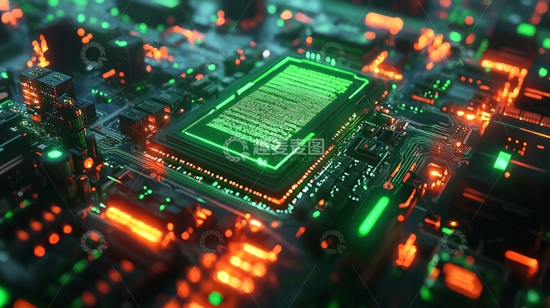 高清大图下载【趣麦麦图】科技感芯片电路板