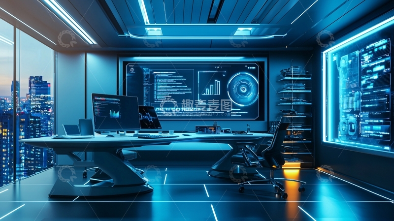 高清大图下载【趣麦麦图】未来科技感办公室