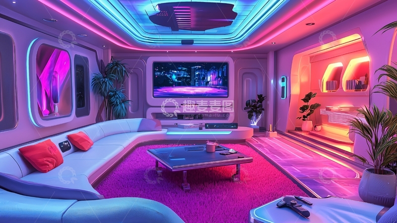 高清大图下载【趣麦麦图】炫彩霓虹未来感家居