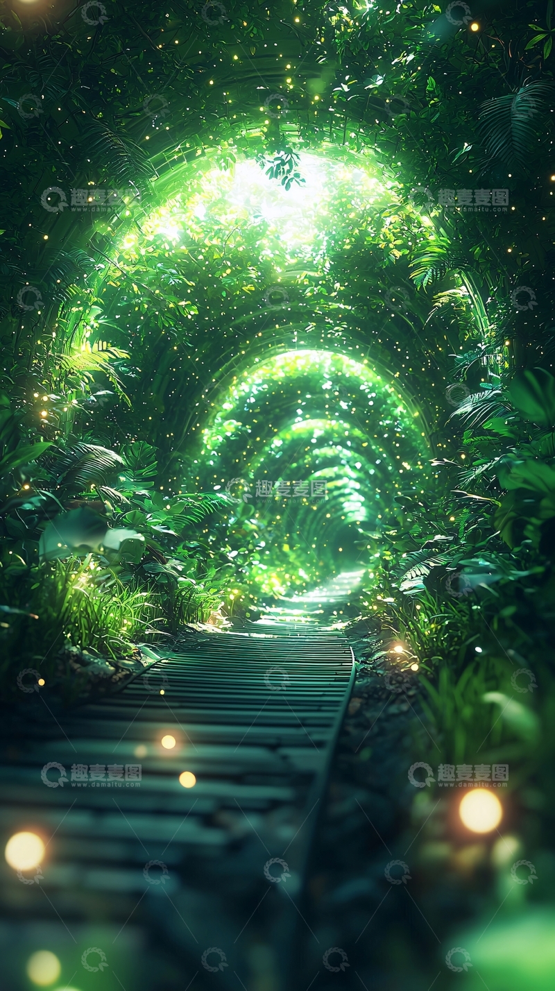 高清大图下载【趣麦麦图】绿色植物拱形隧道