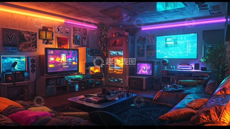 高清大图下载【趣麦麦图】炫酷游戏主题房间