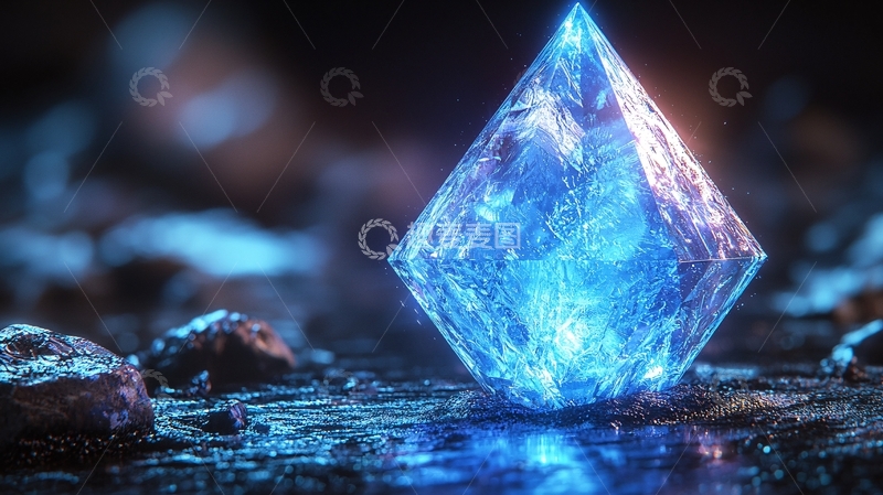 高清大图下载【趣麦麦图】蓝色发光水晶体