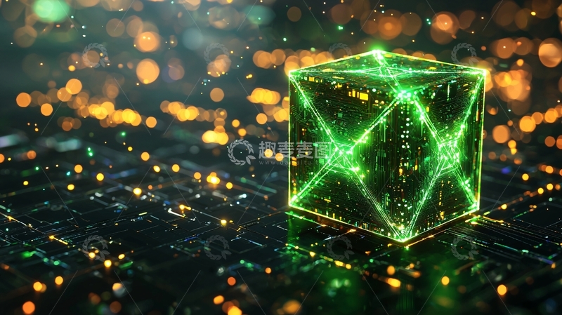 高清大图下载【趣麦麦图】绿色科技立方体