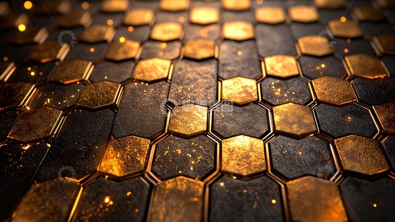 高清大图下载【趣麦麦图】金色黑色六边形