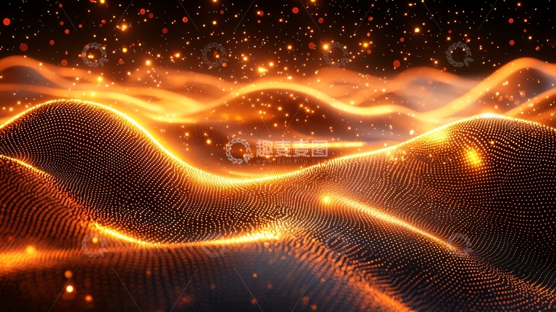 高清大图下载【趣麦麦图】金色光点波浪纹理背景