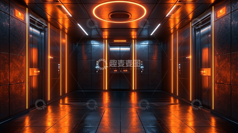 高清大图下载【趣麦麦图】未来主义电梯走廊