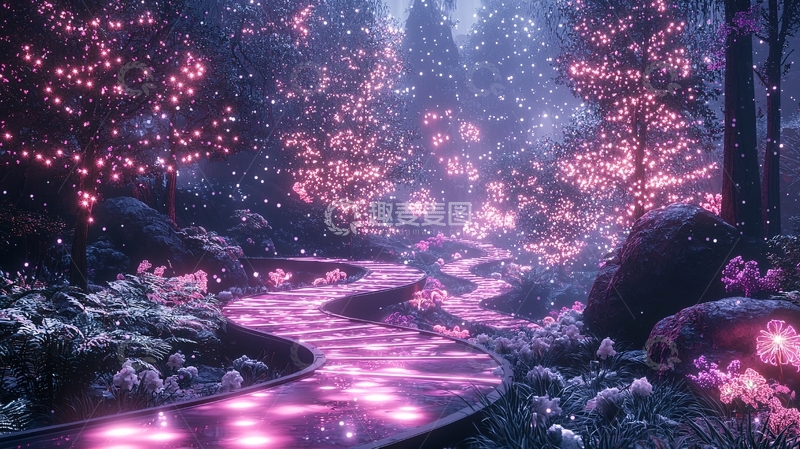 高清大图下载【趣麦麦图】奇幻森林夜景