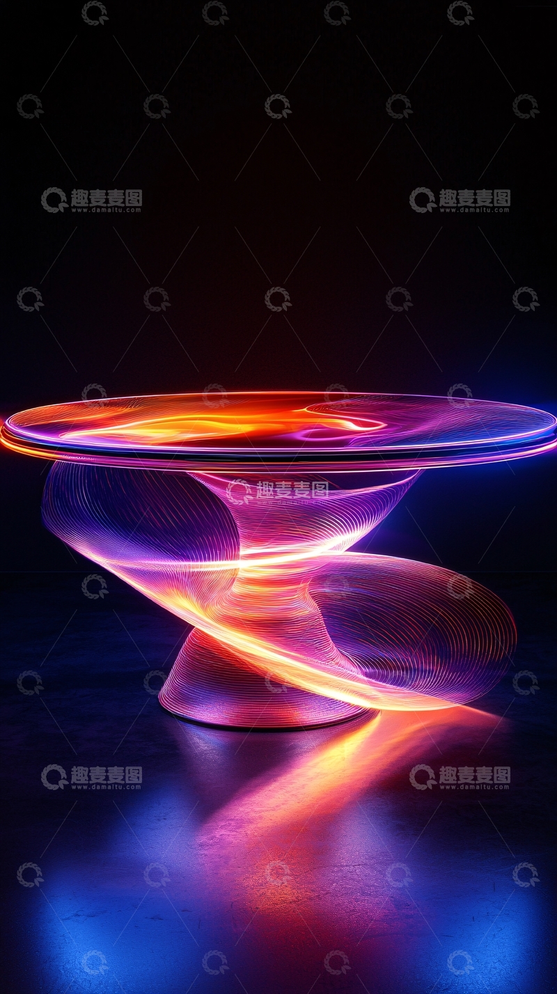 高清大图下载【趣麦麦图】绚丽光线缠绕的台状物