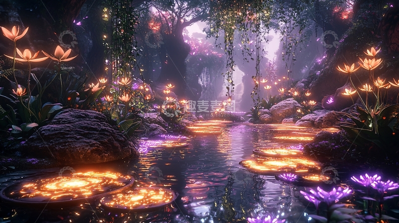 高清大图下载【趣麦麦图】梦幻森林水景