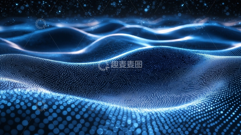 高清大图下载【趣麦麦图】蓝色点阵波浪起伏背景