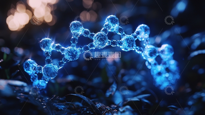 高清大图下载【趣麦麦图】蓝色发光分子结构