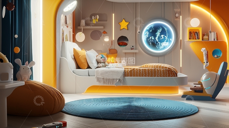高清大图下载【趣麦麦图】太空主题儿童房