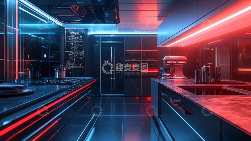 高清大图下载【趣麦麦图】未来科技感厨房