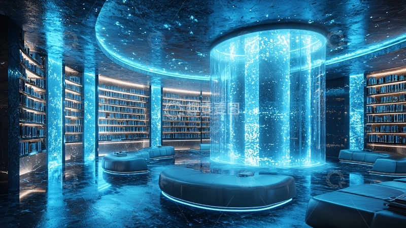 高清大图下载【趣麦麦图】未来感科技蓝色房间