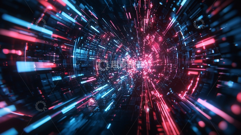 高清大图下载【趣麦麦图】红蓝光线隧道