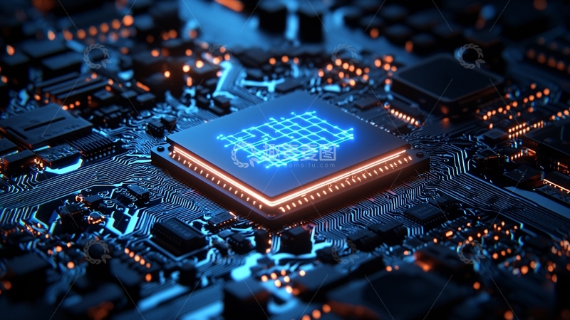 高清大图下载【趣麦麦图】科技感电路板芯片特写