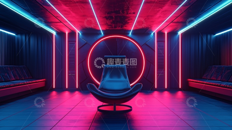 高清大图下载【趣麦麦图】霓虹灯科技感房间