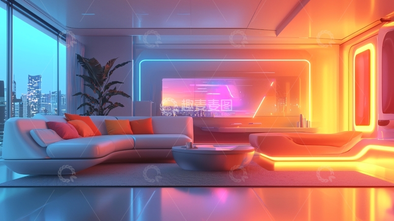 高清大图下载【趣麦麦图】未来感客厅