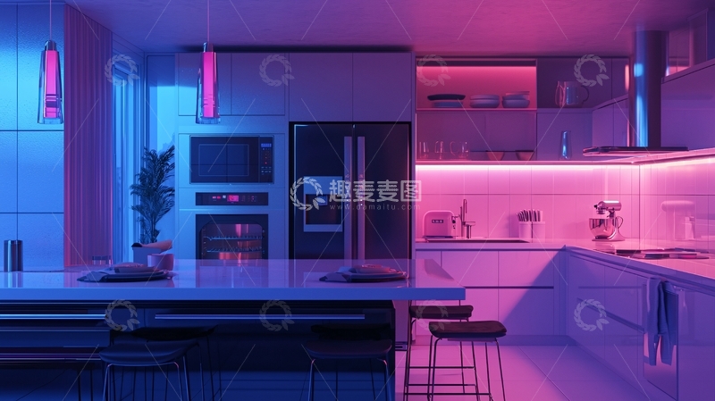 高清大图下载【趣麦麦图】现代化厨房灯光设计