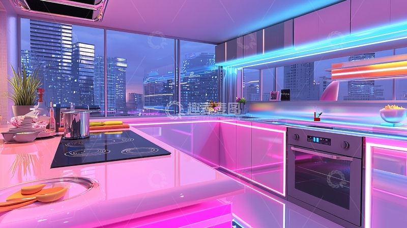 高清大图下载【趣麦麦图】夜景厨房