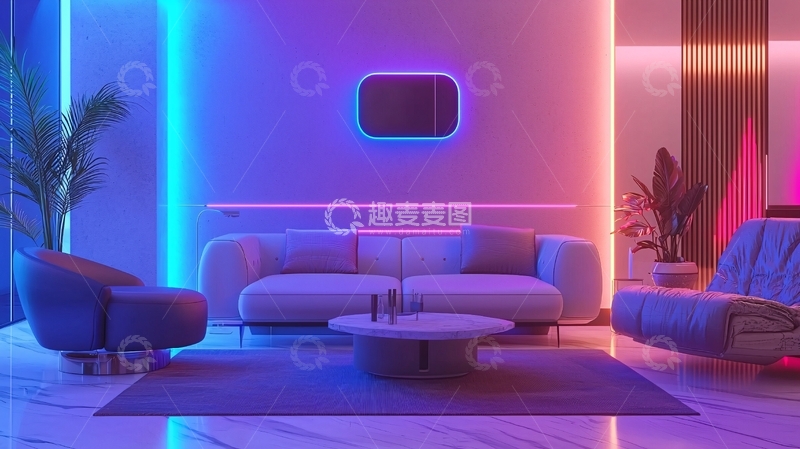 高清大图下载【趣麦麦图】-现代简约客厅氛围灯