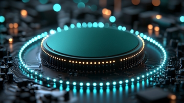 科技感圆形芯片特写