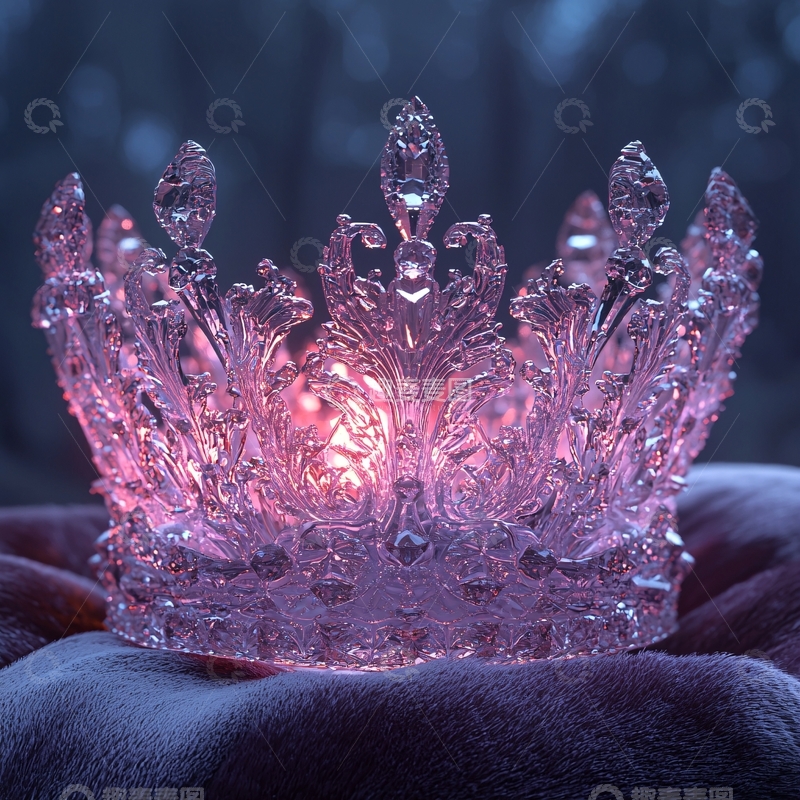 高清大图下载【趣麦麦图】精致的粉色水晶王冠