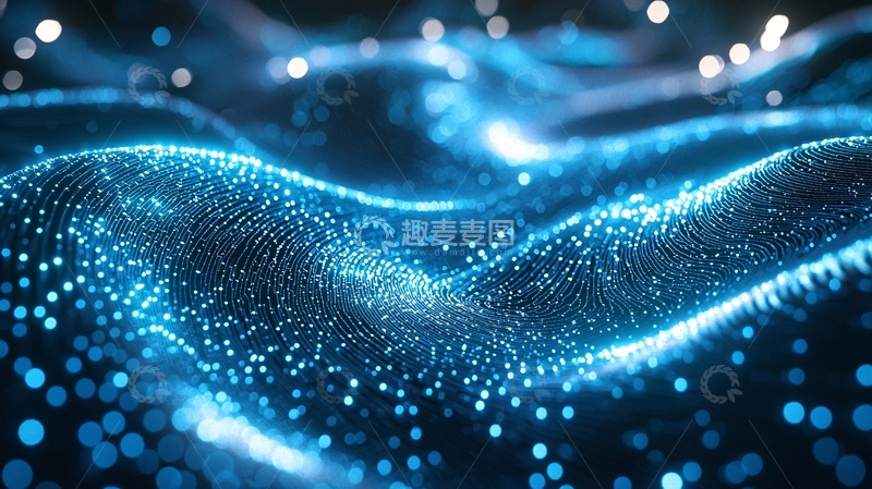 高清大图下载【趣麦麦图】蓝色数据流动抽象背景