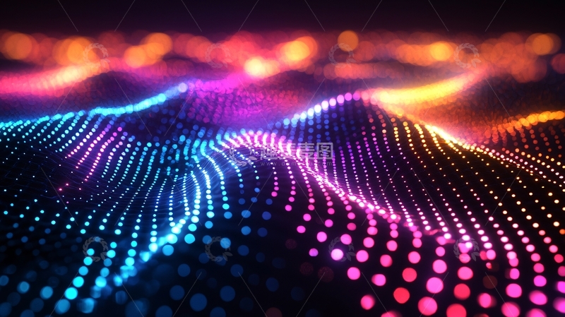 高清大图下载【趣麦麦图】彩色波浪点阵背景