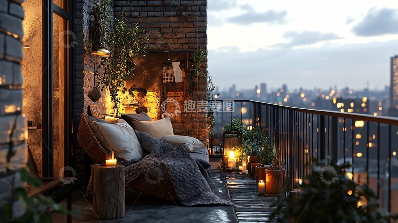 高清大图下载【趣麦麦图】夜景阳台30