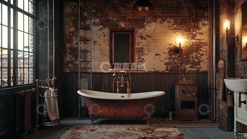 高清大图下载【趣麦麦图】复古工业风浴室