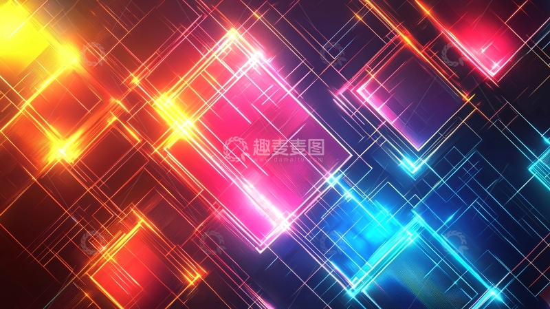 高清大图下载【趣麦麦图】霓虹色几何图形