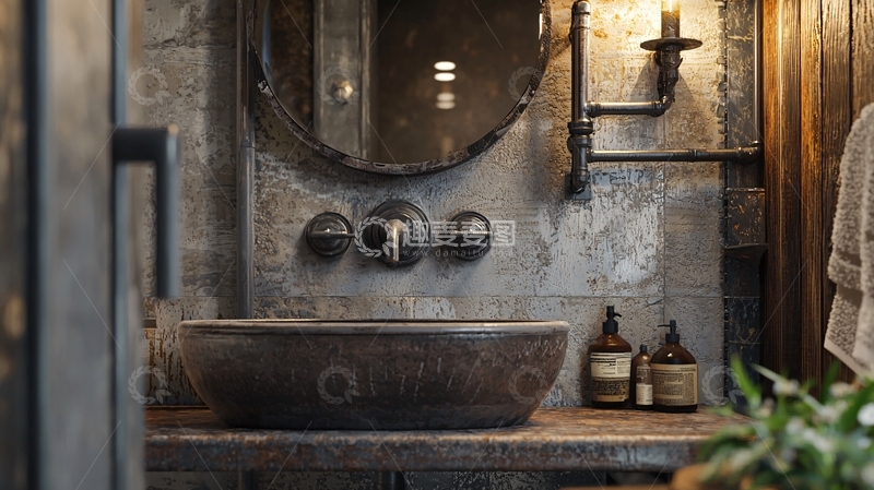 高清大图下载【趣麦麦图】复古工业风浴室
