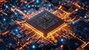 微芯片电路板发光细节