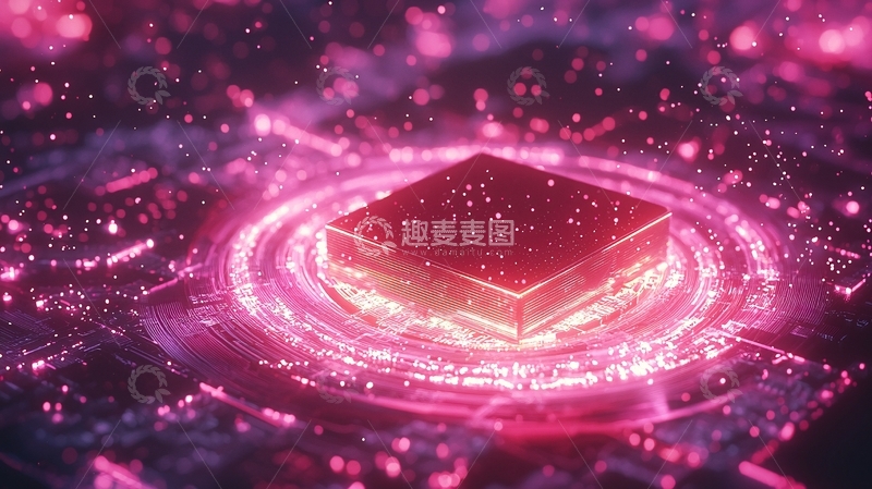 高清大图下载【趣麦麦图】科技感芯片电路板粉色光