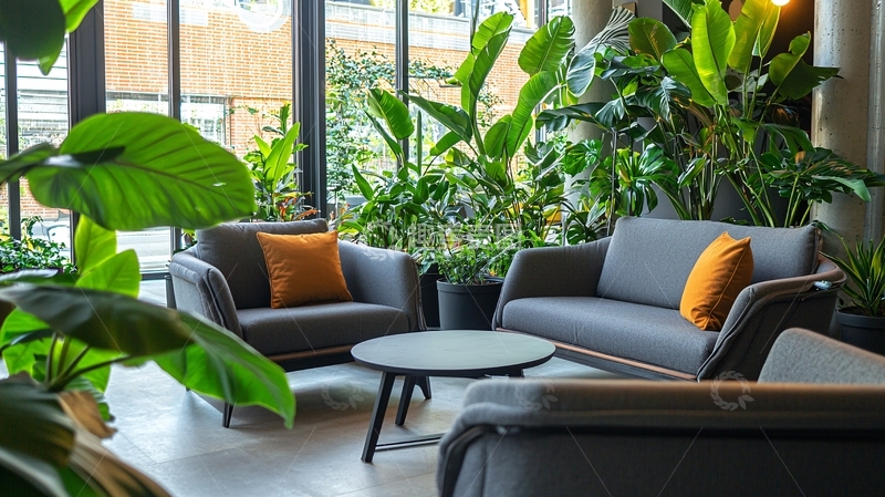 高清大图下载【趣麦麦图】室内绿植休闲区