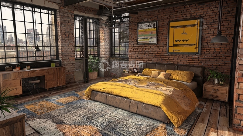 高清大图下载【趣麦麦图】loft卧室