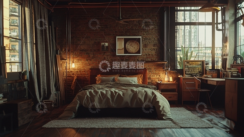 高清大图下载【趣麦麦图】暗色调复古卧室