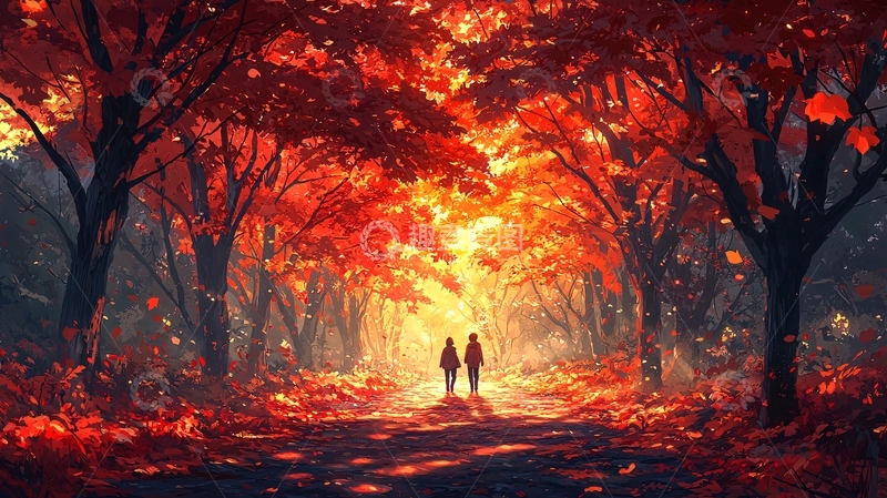 高清大图下载【趣麦麦图】情侣秋日漫步