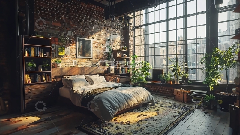 高清大图下载【趣麦麦图】工业风卧室