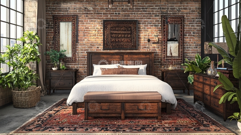 高清大图下载【趣麦麦图】工业风卧室