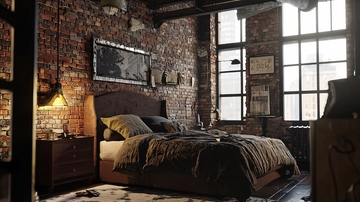 暗色系复古工业风卧室