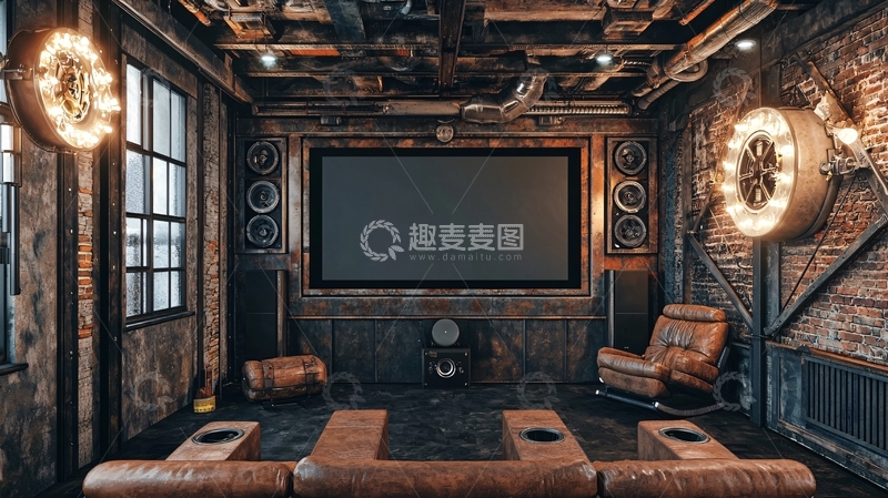 高清大图下载【趣麦麦图】蒸汽朋克风格家庭影院