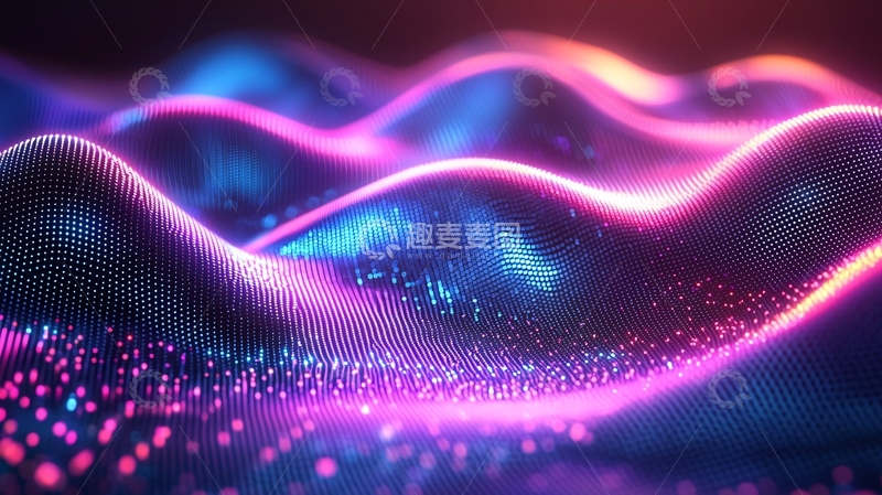 高清大图下载【趣麦麦图】波浪起伏的紫色光线背景